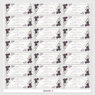 Sticker Plum Purple Gold Marble Mariage de automne Adresse