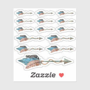 Sticker Plumes Turquoise Rustique Arrow Tribal Boho Chic