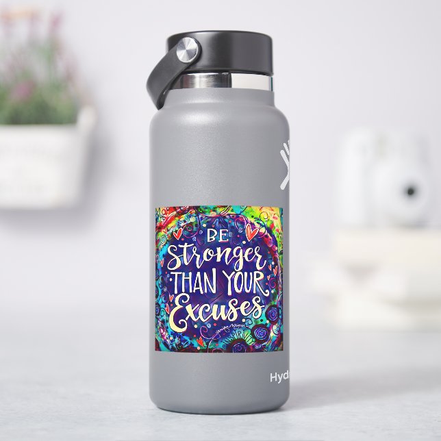 Sticker Plus puissant que l'Excusse amusant Blue Inspirivi (HydroFlask)