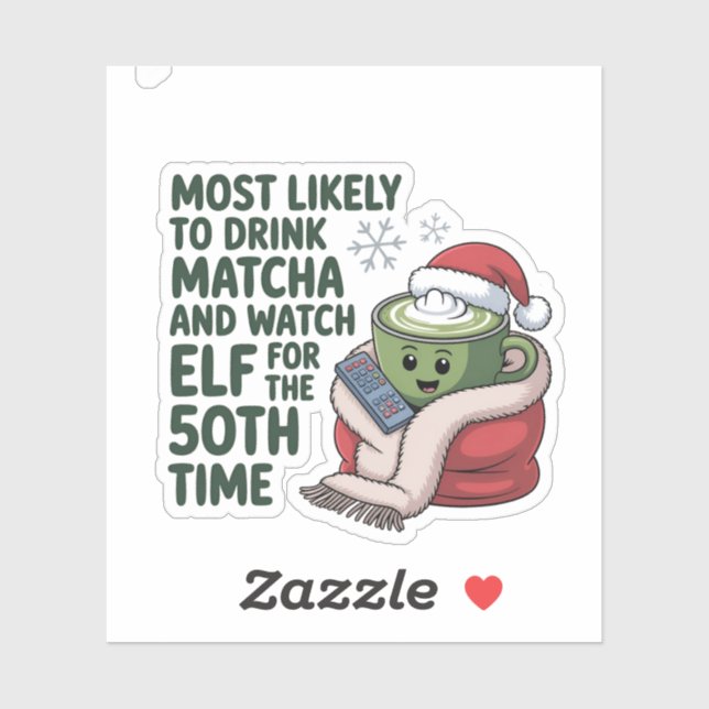 Sticker Plus susceptible de boire du Matcha et de regarder (Feuille)