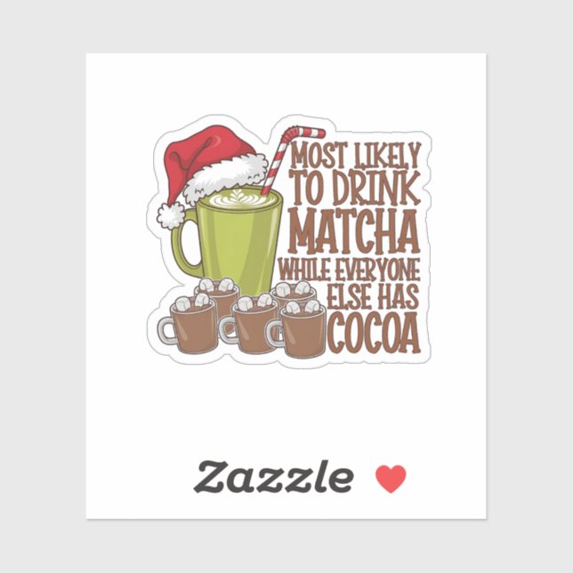 Sticker Plus susceptible de boire du Matcha et de regarder (Feuille)