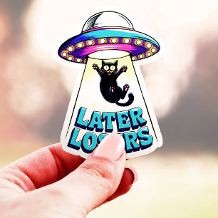 Sticker Plus Tard Les Perdants Abduction De Chat Alien Vin