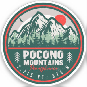 Sticker Pocono Mountains PA Retro Sunset Souvenirs