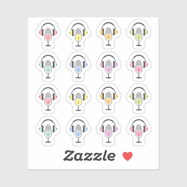 Sticker Podcast Audio Planner Casques Microphones (Feuille)