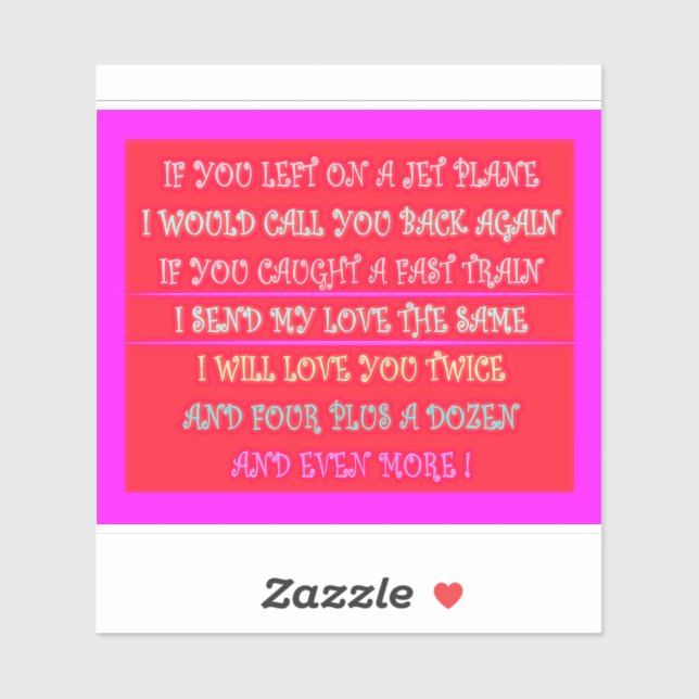 Sticker Poèmes romantiques art pour votre être aimé (Feuille)