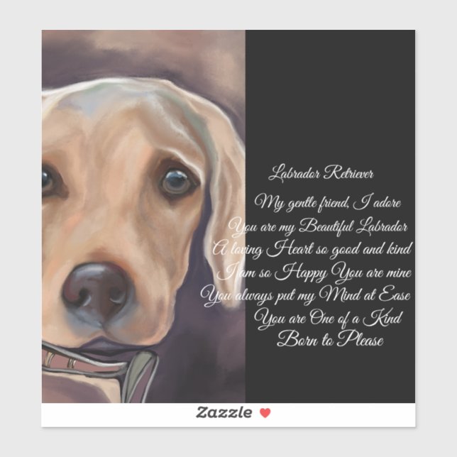 Sticker Poésie du Labrador Retriever (Feuille)