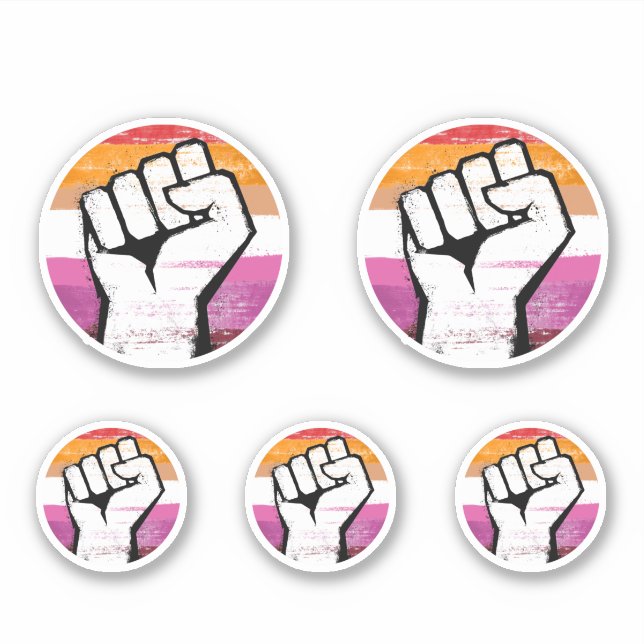 Sticker Poing de fierté lesbienne en cercle imprimé (Devant)