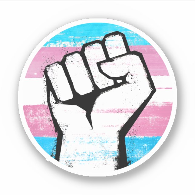 Sticker Poing de Fierté Trans Imprimé Cercle (Devant)