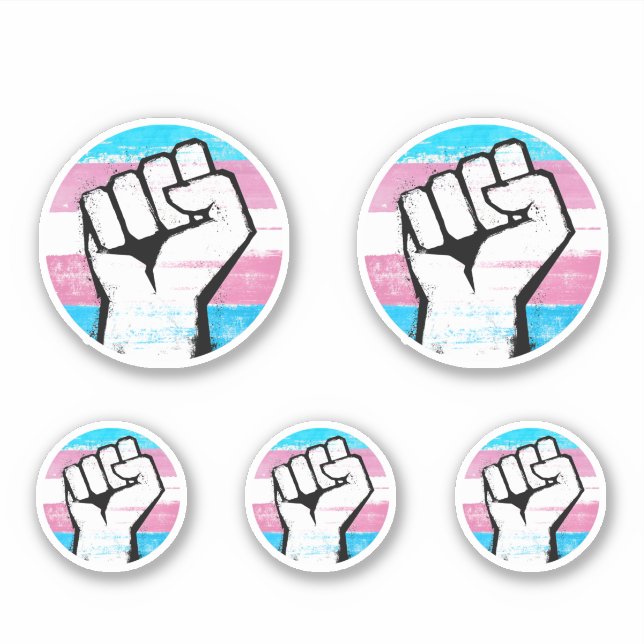 Sticker Poing de Fierté Trans Imprimé Cercle (Devant)