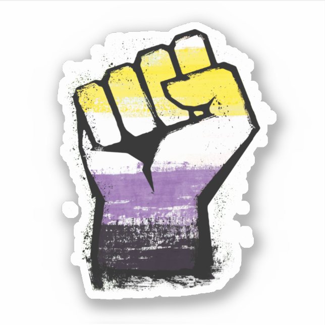 Sticker Poing de protestation de fierté non binaire (Devant)