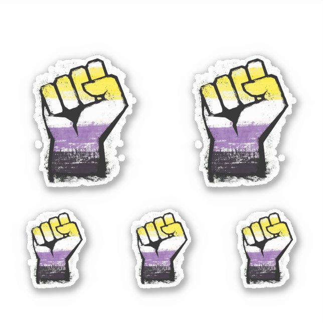 Sticker Poing de protestation de fierté non binaire (Devant)