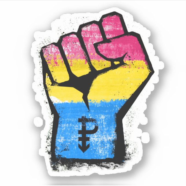 Sticker Poing de protestation pansexuel (Devant)