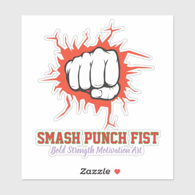 Sticker Poing Smash Punch – Art de la motivation de force  (Feuille)