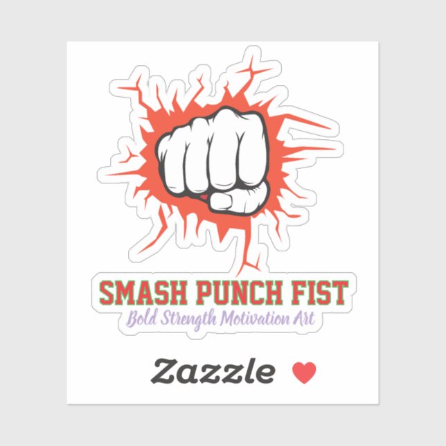 Sticker Poing Smash Punch – Art de la motivation de force  (Feuille)