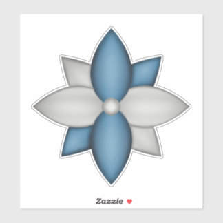 Sticker Poinsettia bleue et argentée