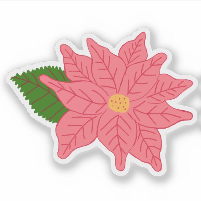 Sticker Poinsettia de Noël rose  (Devant)