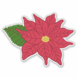Sticker Poinsettia de Noël rouge