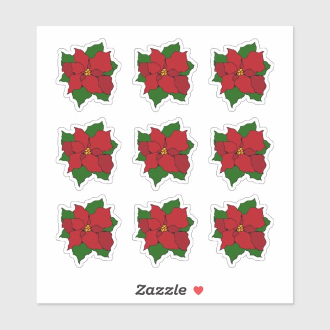 Sticker Poinsettia en vitrail (Feuille)