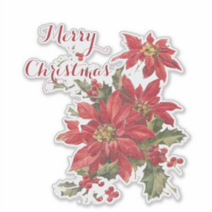 Sticker Poinsettia et houx