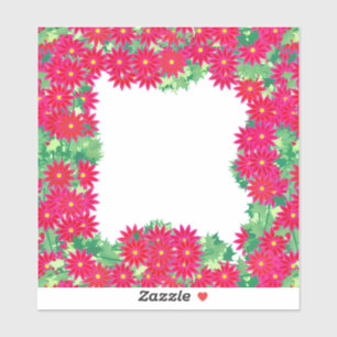 Sticker Poinsettia frontière de la couronne, rouge et vert
