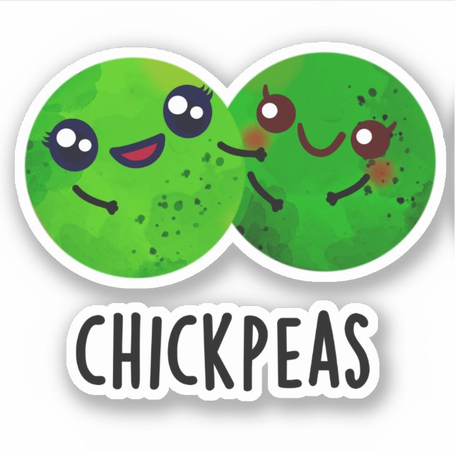 Sticker Pois chiches amusant Petit pois de pois de fille (Devant)
