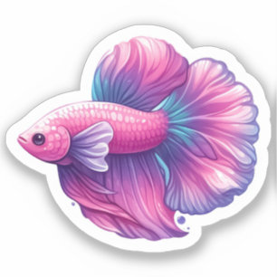 Sticker Poisson blanc rose et pourpre