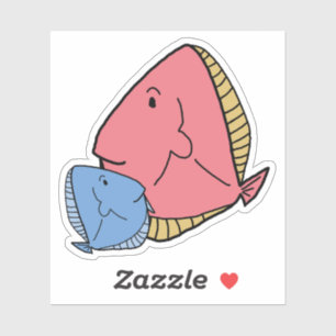 Sticker Poisson bleu et jaune