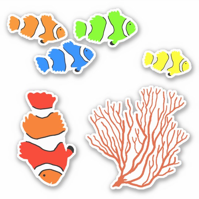 Sticker Poisson clown Corail de mer en forme (Devant)