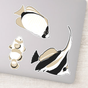 Sticker Poisson clown d'ange noir blanc