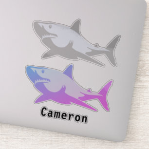 Sticker Poisson de requin Marine Animal Gris & Coloured Aj