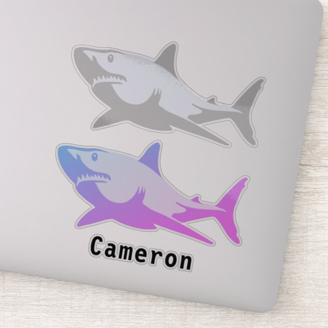 Sticker Poisson de requin Marine Animal Gris & Coloured Aj (Détail)