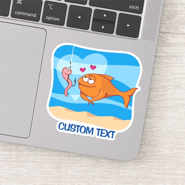 Sticker Poisson et appât en amour (Détail)
