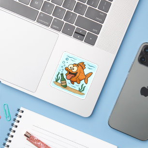 Sticker Poisson et bière