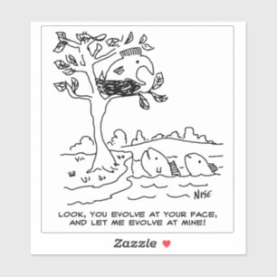 Sticker Poisson et évolution Darwin Théorie Dessin.