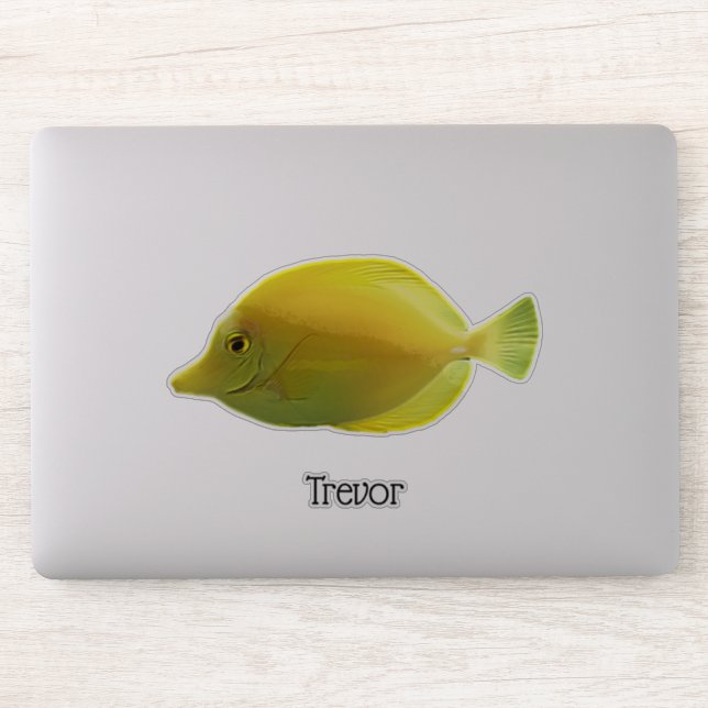Sticker Poisson jaune tropical avec nom (Ordinateur)