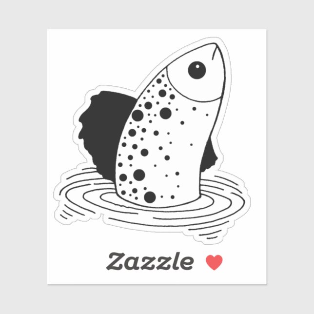Sticker Poisson Line Art (Feuille)