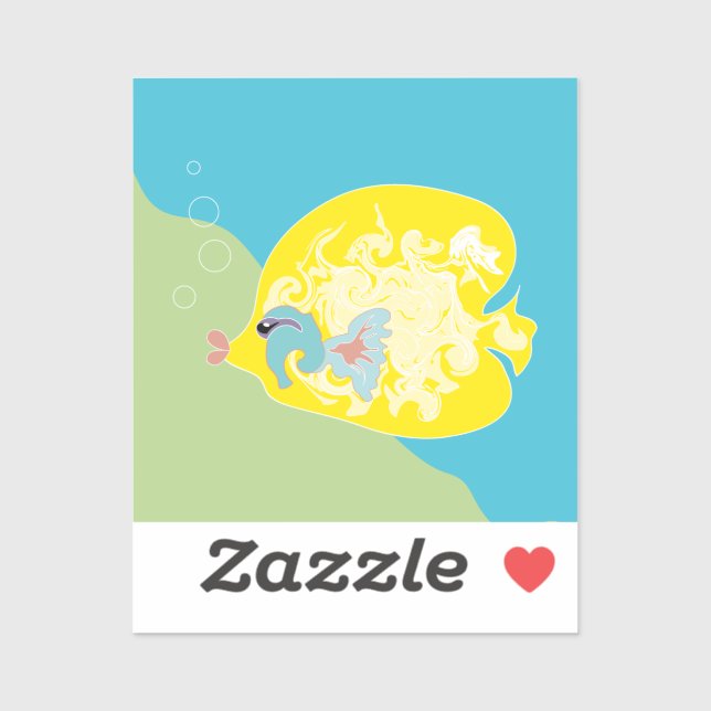 Sticker Poisson Tropical Fantaisiste Art Océanique (Feuille)