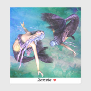Sticker Poissons - Deux sirènes nageant en boucle
