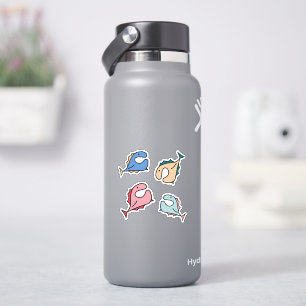 Sticker Poissons rose bleu