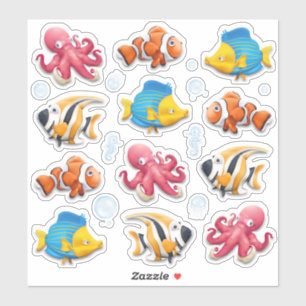 Sticker Poissons tropicaux colorés pour enfants