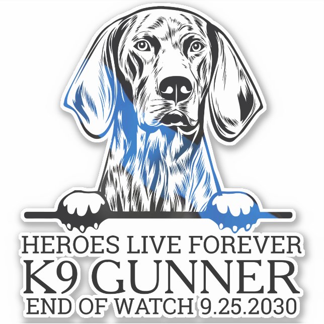 Sticker Police Chien K9 Memorial Hercules Live Forever Car (Devant)