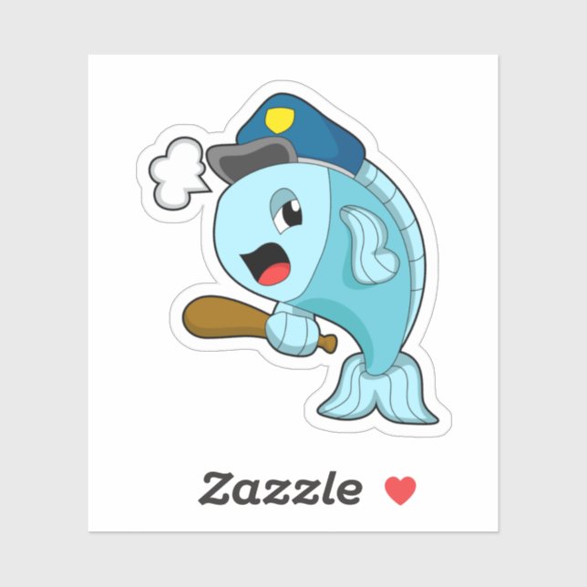 Sticker Police des poissons casquette de police (Feuille)