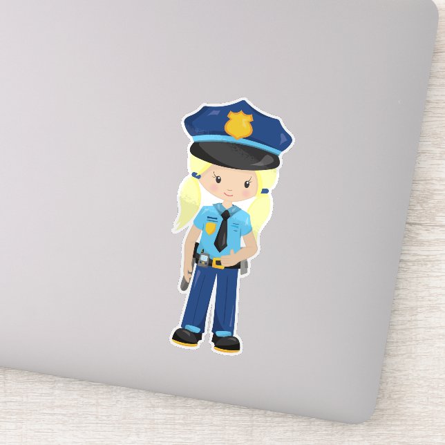 Sticker Police Girl, Police Officier, Police, Cop, Cheveux (Détail)