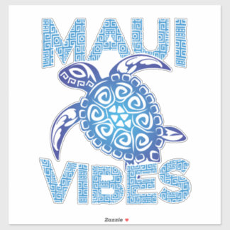 Sticker Polynesian Blue Tribal Sea Turtle Maui Vibes