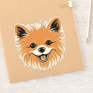 Sticker Poméranie mignon Chien visage Chien Chien Chien Ch