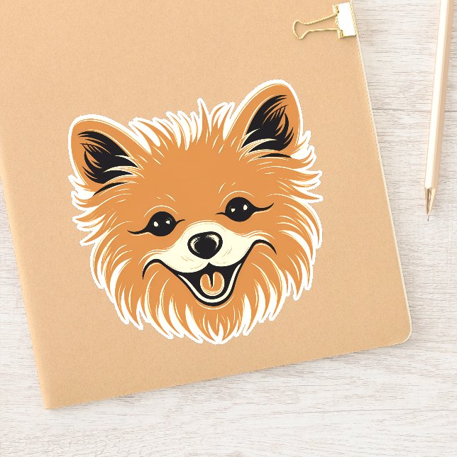 Sticker Poméranie mignon Chien visage Chien Chien Chien Ch (Carnet)
