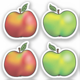 Sticker Pomme De Carton Rouge Et Vert Fruits