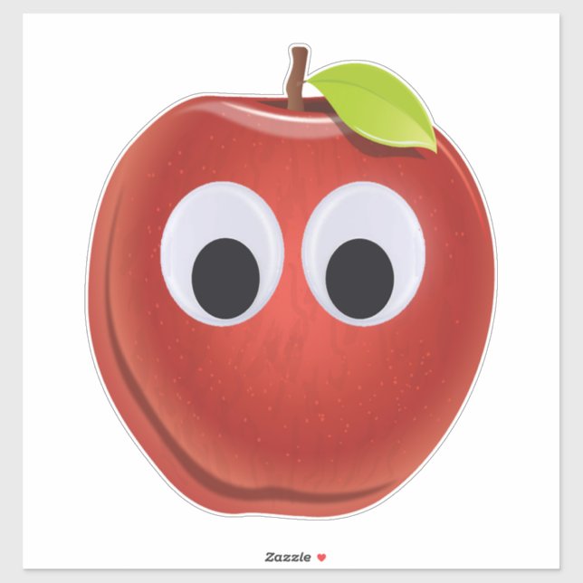Sticker Pomme, fruit rouge aux yeux de dieu - Personnalisé (Feuille)