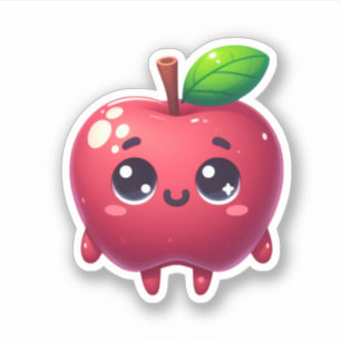 Sticker pomme kawaii aux fruits mignons