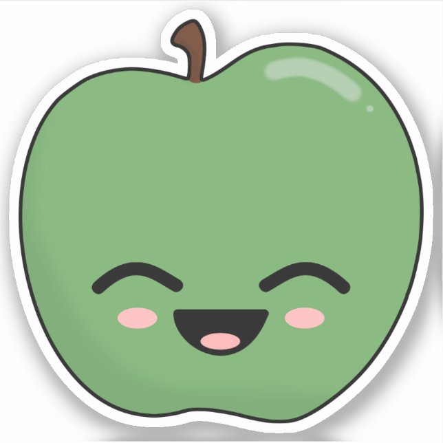 Sticker Pomme verte heureuse (Devant)